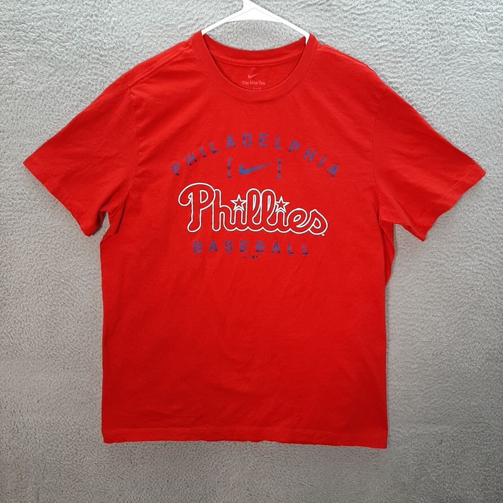 Philadelphia Phillies Shirt Adult Large Red The Nike Tee Swoosh MLB Baseball